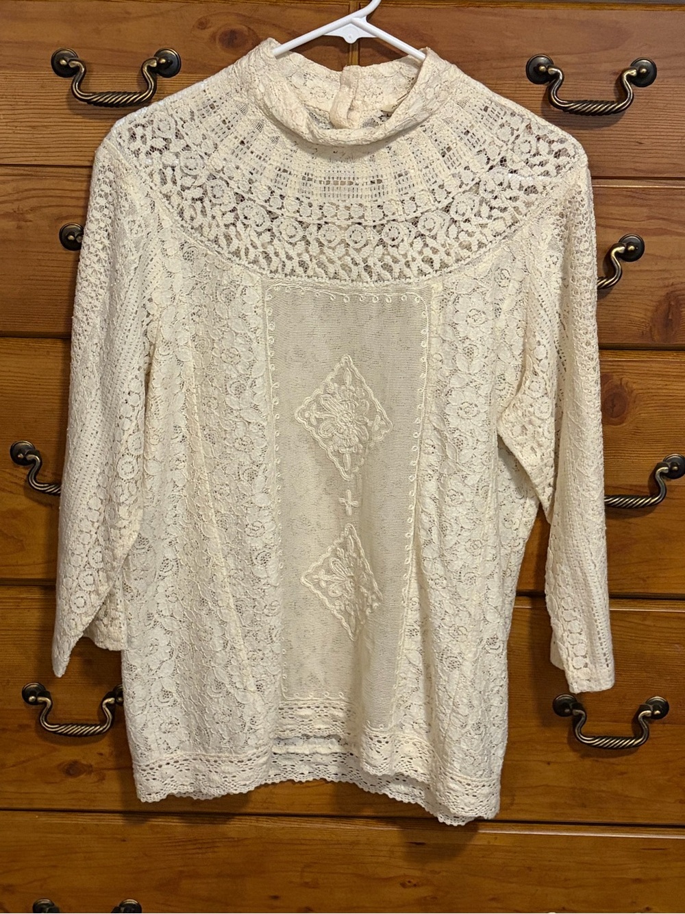 April Cornell Cream Lace High-Neck Tunic